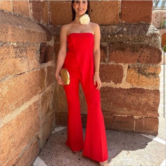 ZARA WOMAN NWT RED FLARED PANTS 3216/395 - Picture 4 of 4